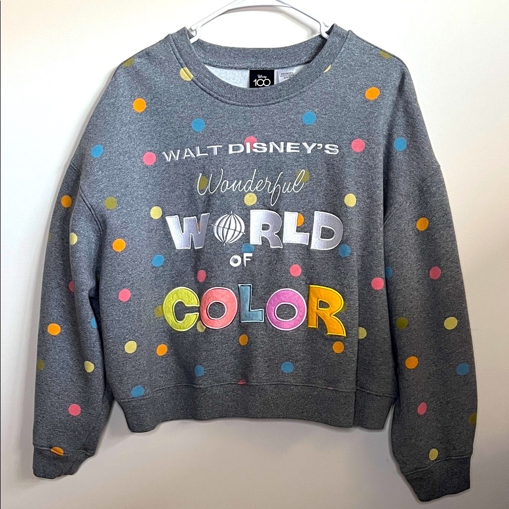 NWOT Disney Wonderful World of Color 100 Anniversary Polka Dot Sweatshirt
